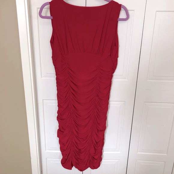 Jessica Ruched Red Midi Dress - Picture 5 of 6
